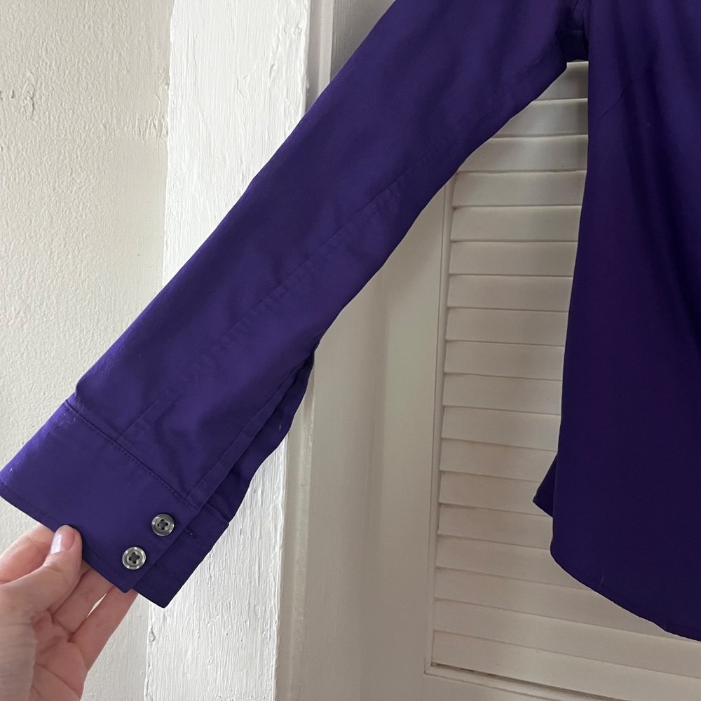 Banana Republic Non-Iron Fitten Button Up Shirt Purple Size 4 - Picture 2 of 6